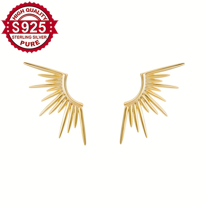 Women's S925 Silver Minimalist Sun Design Stud Earrings